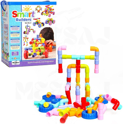 Meesaj Smart Builders 75-Piece Blocks Set – Educational Construction Early Learning Toy(Multicolor)