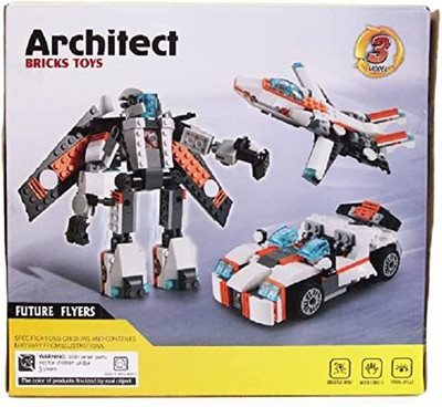 WONDER CREATURES 237 Pieces Building Blocks DIY 3 in 1 Flying Jet FighterPlane Car Robot(Multicolor)