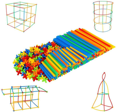 Pulsbery Colorful Pipe Straw Stick Building Block Educational Assembly Toy for Kids(Multicolor)