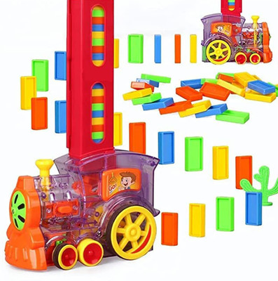 CHARVI ENTERPRISE Domino Train Automatic Set for Kids with Sound and Lights - 60 PCS Stacking(Multicolor)