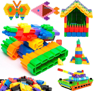 Pulsbery 200 Pcs Bullet Blocks for Intelligent Kids Creative Bullets Shaped Stem Building Blocks Toy Set for Kids (Kids Bullets Blocks Game)(Multicolor)