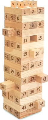 heku Tumbling Tower Wooden Blocks 48 Pcs 4 Dice Building Blocks Game Challenging(Beige)