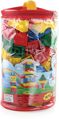 Peacock Toys & Games Peacock PVC Bag 100 pcs - Premium Interlocking Blocks(Multicolor)