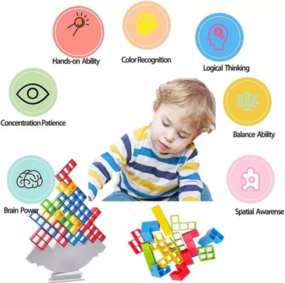 Glamour 16 Pcs Stack Tower, Swing Stack High Child Balance Building Blocks(Multicolor)
