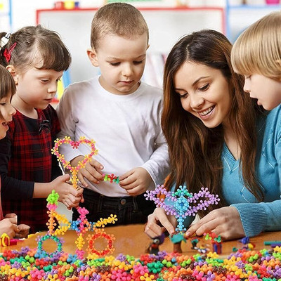 PLAYFULL PEAKS Star Links Building Blocks – Interlocking Educational Toy Set for Kids 60pc(Multicolor)