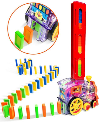 Pulsbery (60 Domino) Domino Toy Train Set (Multicolor) with Sounds & Lights(Multicolor)