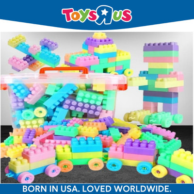 Toys R Us Universe of Imagination ImagineBuild: DIY Plastic Building Blocks for Kids, 100+ Pieces, Ages 3+(Multicolor)