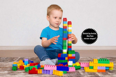 PLAYFULL PEAKS Build & Play: Colorful Train Toy Blocks for Endless Fun! 150pc set(Multicolor)