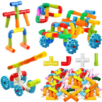 Buyzy 50-Piece Pipe Blocks Construction Set for Kids – Creative Building Toys(Multicolor)