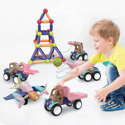 atozyy Magnetic Construction Vehicle and Airplane Building Set for Kids – STEM Toy Kit(Multicolor)
