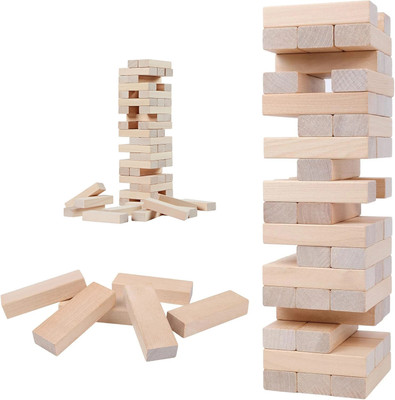 Joy Baby Toys PREMIUM HOT SELLING TRENDING 54PCS JENGAA WOODEN BLOCK STACKING GAME(Brown)