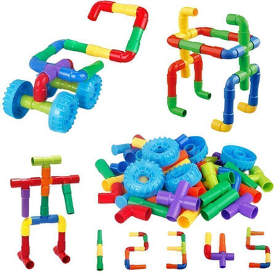 Tick Colorful Building Pipes Blocks Set For Kids | Creative Educational Toy (100 Pc)(Multicolor)
