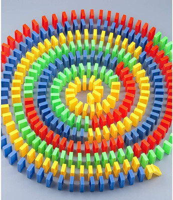 Pulsbery Unbreakable Dominoes Building Blocks Set for 3-8 Years Old Kids Boys & Girls & 100 Piece,Multi Color(Multicolor)