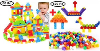 ARIZON 2 in 1 Combo of 50 Pcs DIY Building Blocks and 120 pc Hexagonal Learning Toys(Multicolor)