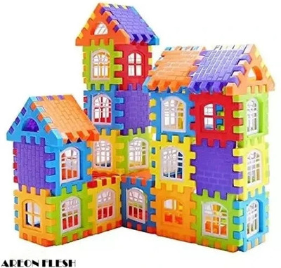 MBK Creative DIY House Blocks 60+Pcs Colorful Construction Set with Smooth Edges(AR)(Multicolor)