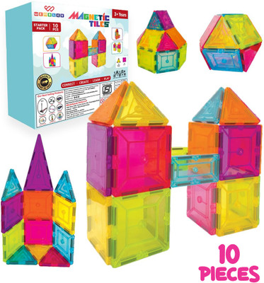 Wembley 10 Pcs Magnetic Tiles Constructing & Creative Learning Educational Toys For Kids(Multicolor)