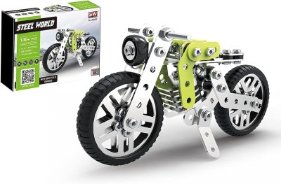 MY BABY LOVE A PERFECT CARE Metal Retro Style Motorcycle Toy Model Assembly Building Block Set(Green)