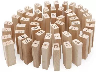 jaraglobal 54 Piece Wooden Blocks With Number Tumbling Stacking Tower Zenga Game for Kids