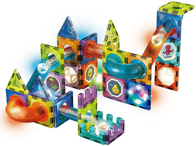 Haulsale 75 Pcs-Large Magnetic Blocks-Kids STEAM Learning & Building Educational Set(Multicolor)