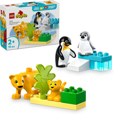 LEGO DUPLO Town Wild Animal Families: Penguins & Lions Imagination Toy 10442(Multicolor)
