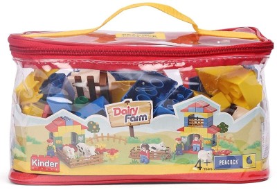 Toykit Peacock Kinder Blocks Dairy Farm Bag(Multicolor)