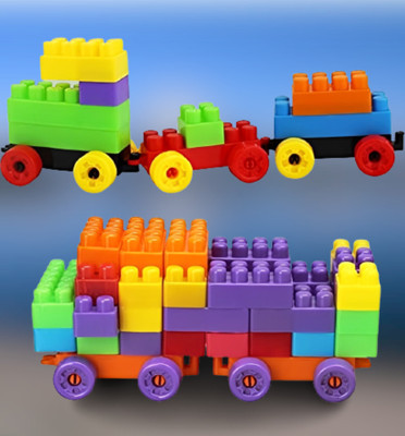 SATSUN ENTERPRISE Non-Toxic Train Building Blocks Game Toys Building Blocks Toy Set 60 PCs(Multicolor)