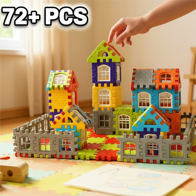 Fizzy Funs House Building Blocks - 72+ Pieces Creative Educational Puzzle Toy(Multicolor)