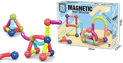 Tick Tradworld 96 PCS Magnetic Balls and Rods Set – Magnet Building Sticks Toy Set(Multicolor)