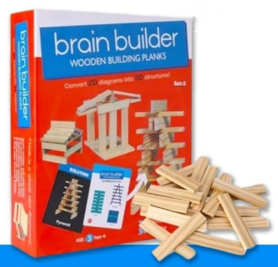 PIXPLAY Brain Builder Wooden Building Planks (Set-2) for kids(Multicolor)