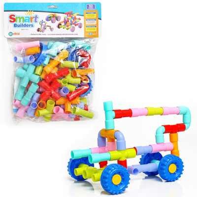 Ekta Smart Builders Building Blocks Basic Set 50 Pieces Big Size Blocks for kids(Multicolor)