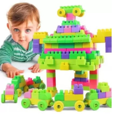 Tozzby 60 + Pieces Smart Activity Fun and Learning Train Blocks For Kids(Multicolor)