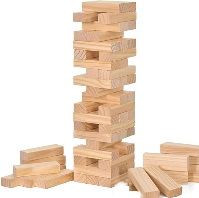 arovemic Premium Jenga Wooden Block Stacking Game - Family Fun & Skill-Building-S20(Brown)