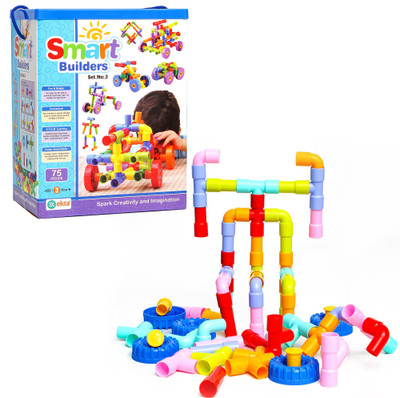 Ekta Smart Builders Building Blocks 75 Pieces Set-3, Big Size Blocks Set for kids(Multicolor)