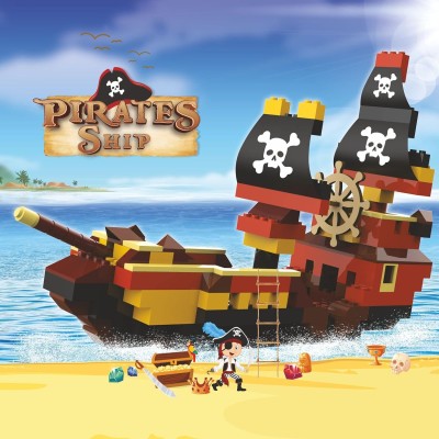 M Kids Priate Ship Colourful Bricks and Blocks Adventure Play Set(224)(Multicolor)