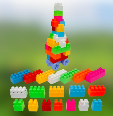 SATSUN ENTERPRISE TOYS Train Building Blocks Game Toys 60 Pcs (52 Pieces + 8 Tyres)(Multicolor)