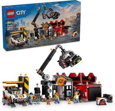LEGO City Scrapyard with Cars, Salvage Worker Toy for Ages 7 Plus 60472 (871 Blocks)(Multicolor)