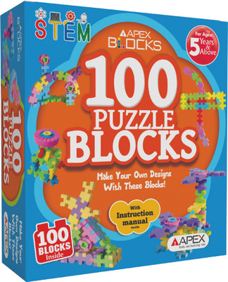 APEX MEDIA AND MARKETING INDIA 100 Colourful Creative Puzzle Blocks Toy set for Kids(Multicolor)