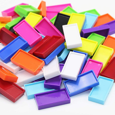 Pulsbery 100 pcs 12 Color Wooden Dominos Blocks Set(Multicolor)