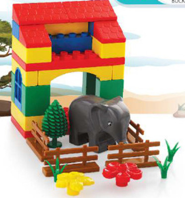 Peacock Toys & Games Peacock Elephant Set - Bucket - Premium Interlocking Blocks(Multicolor)