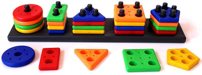 Learn With Fun Smart Activity Fun and Learning Geometrics ,Shape Matching Five Column Blocks(Multicolor)