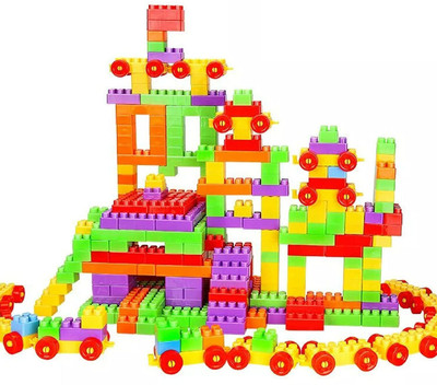 JAMFRO Building Blocks with Wheel/Smart Activity Train Blocks For Kids 51+pcs(Multicolor)