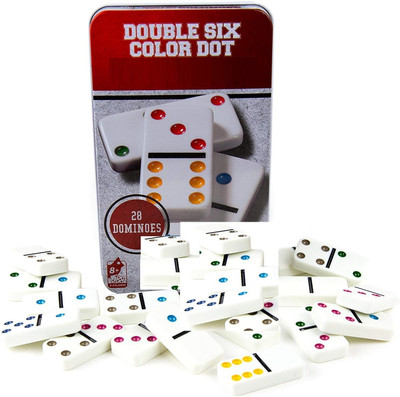 Ophiuchus Double Six Color Dot Domino/White Metal Case Domino Set Toy/Blocks for play(Multicolor)