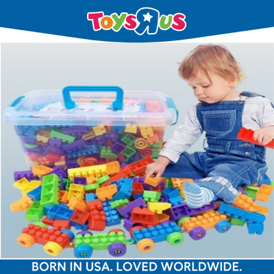 Toys R Us Universe of Imagination Top CreateConstruct: DIY Plastic Building Blocks for Kids,100+ Pieces, Ages 3+(Multicolor)