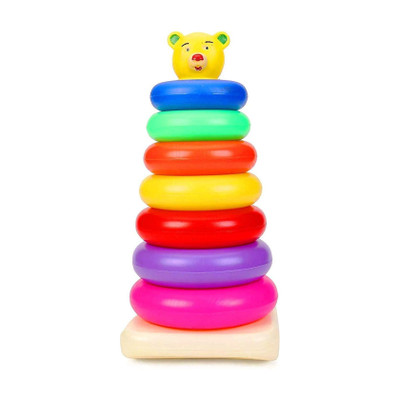NKCORP Smiley Stacking Colouring Teddy Rings for Kids and toddlers 7 pcs (Multicolor)(Multicolor)