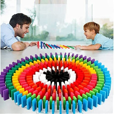 TOOBIL 60 Pcs Super Dominos Blocks, 12 Color Bulk Wooden Dominos Blocks Set(Multicolor)