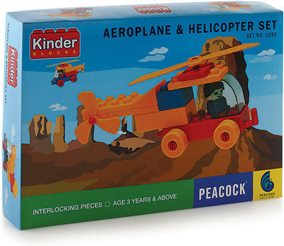 Peacock Toys & Games Peacock Helicopter Set - Premium Interlocking Blocks(Multicolor)