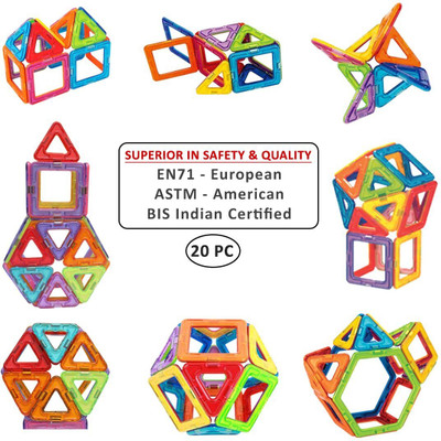 Wembley Magnetic Building Blocks Constructing & Learning Toy Kit for Kids (20 pcs)(Multicolor)