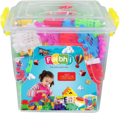 Faibhi 100pcs House Blocks with Storage Container(Multicolor)