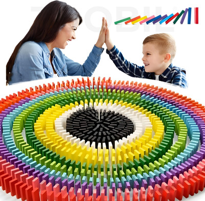 TOOBIL 120 pcs 12 Color Wooden Dominos Blocks Set for Kids(Multicolor)
