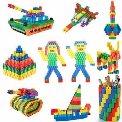 HOUSE OF COMMON 200 Pcs DIY Creative Bullet Shaped Building Block Game Construction Toy For Kids(Multicolor)